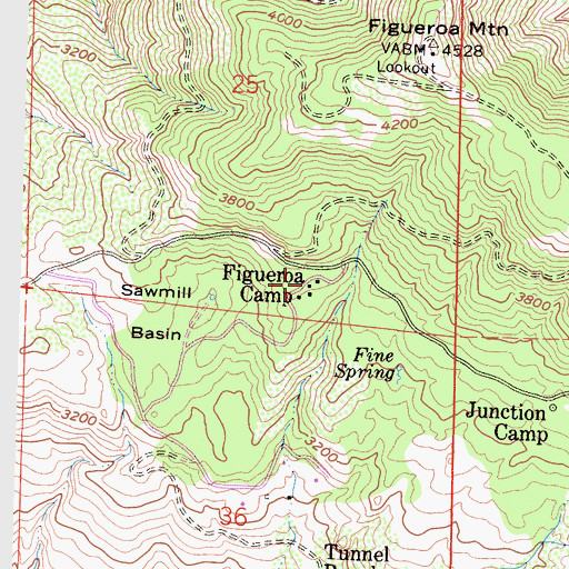 Topographic Map of Figueroa Camp, CA