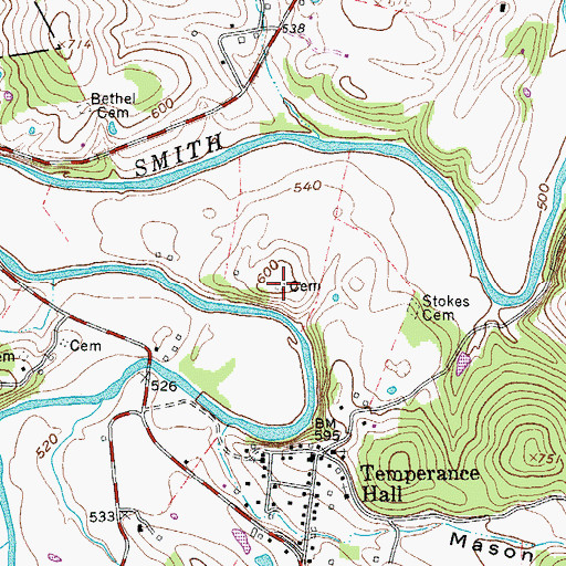 Topographic Map of Avant Cemetery, TN