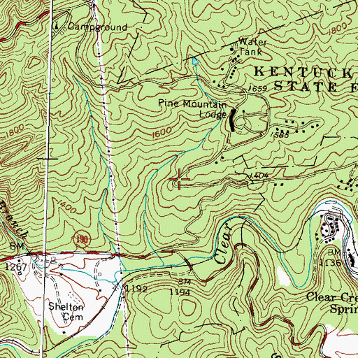 Topographic Map of Hemlock Garden Picnic Area, KY