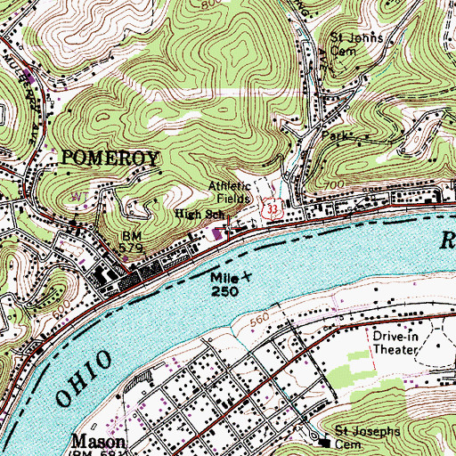 Topographic Map of Grace Episcopal Church, OH
