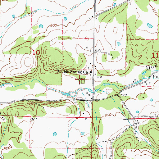 Topographic Map of Double Springs Cemetery, OK