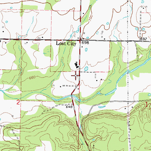 Topographic Map of Lost City Cemetery, OK