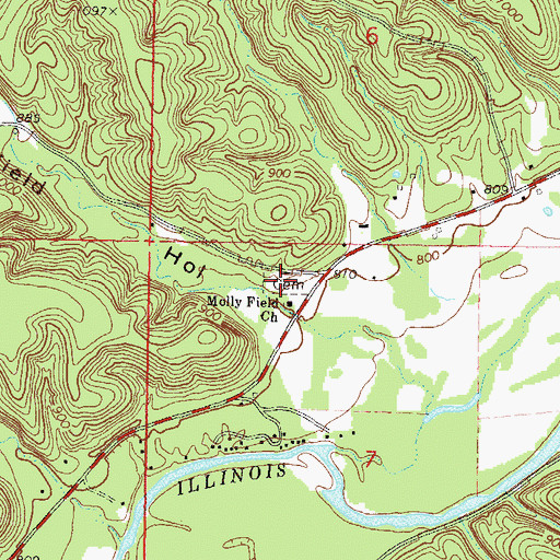 Topographic Map of Molly Field Cemetery, OK