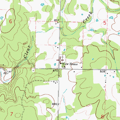 Topographic Map of New Home Cemetery, OK