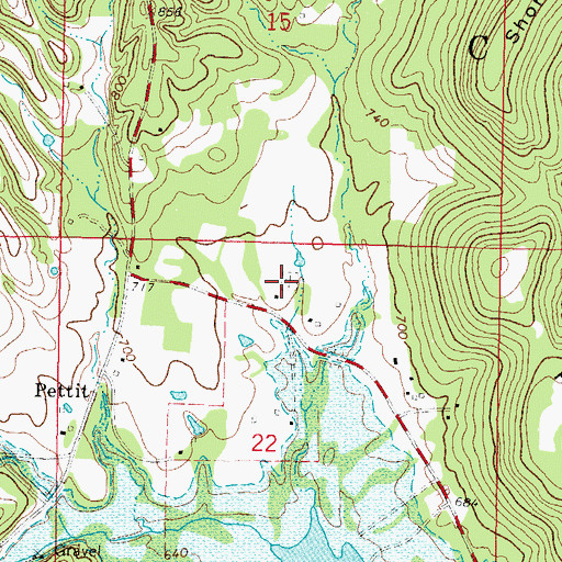 Topographic Map of Pettit Cemetery, OK