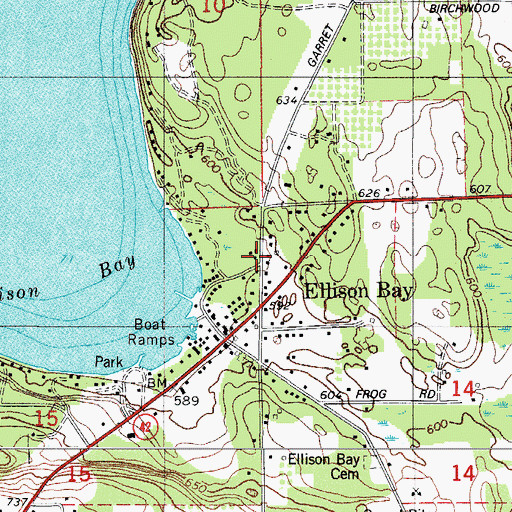 Topographic Map of Ellison Bay Post Office, WI