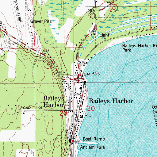 Topographic Map of Door County Library McArdle Branch, WI