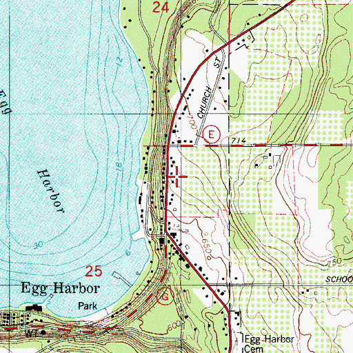 Topographic Map of Door County Library Egg Harbor Branch, WI