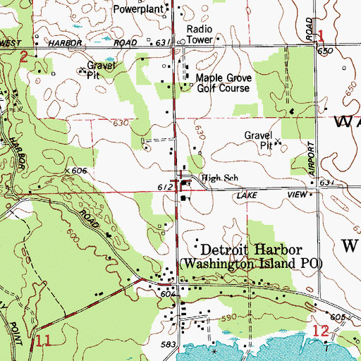 Topographic Map of Door County Library Washington Island Branch, WI