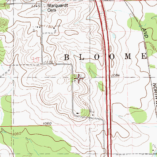 Topographic Map of Weber Farms, WI