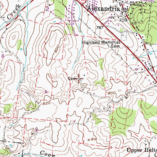 Topographic Map of Bowers Cemetery, TN