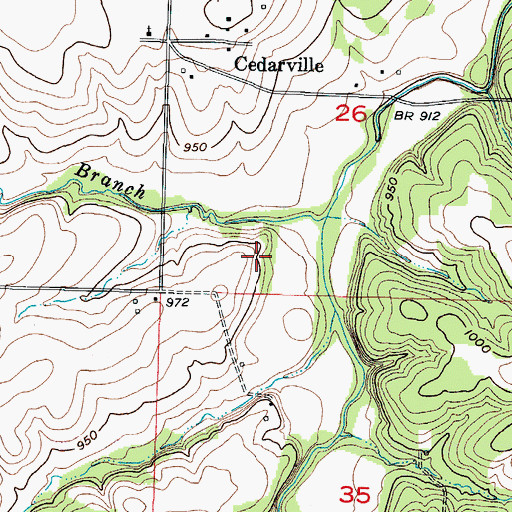 Topographic Map of Cedarville Cemetery, MO