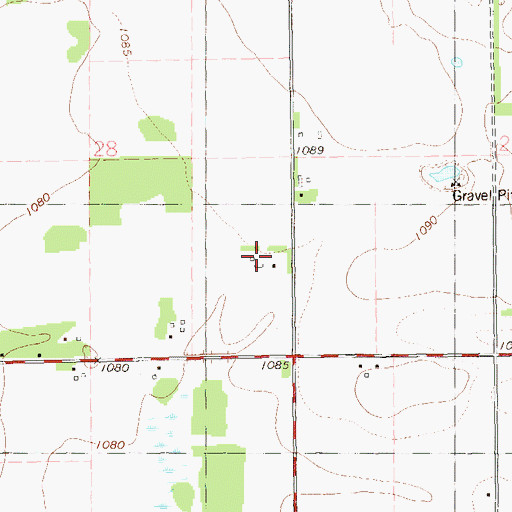 Topographic Map of Gunderson Farms, WI