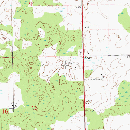 Topographic Map of Hillebrand Farms, WI
