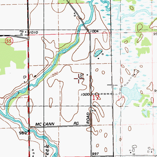 Topographic Map of McElroy Farms, WI