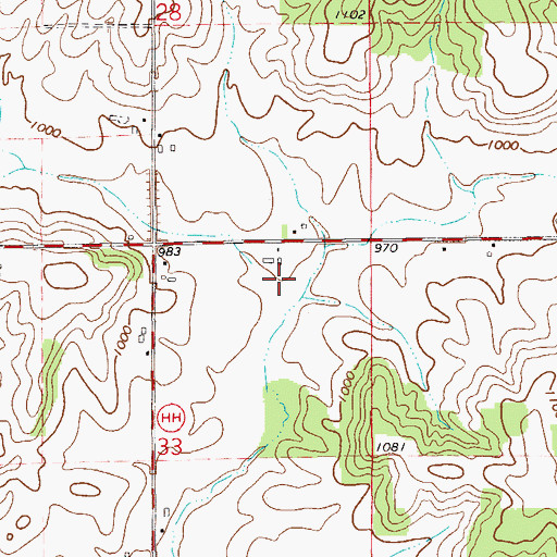 Topographic Map of Beaudette Farms, WI