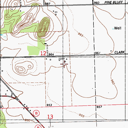 Topographic Map of Clark Farms, WI