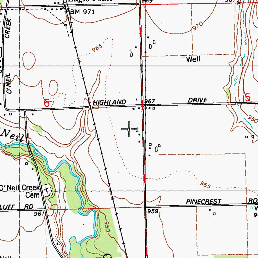 Topographic Map of Bowe Farms, WI