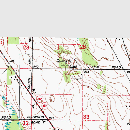 Topographic Map of Hayton Quarry, WI