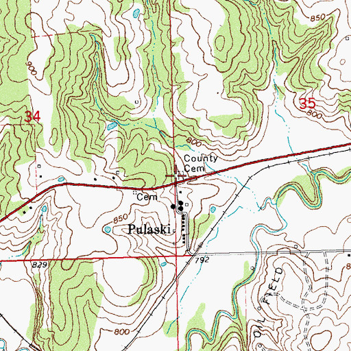 Topographic Map of Creek County Poor Farm Cemetery, OK