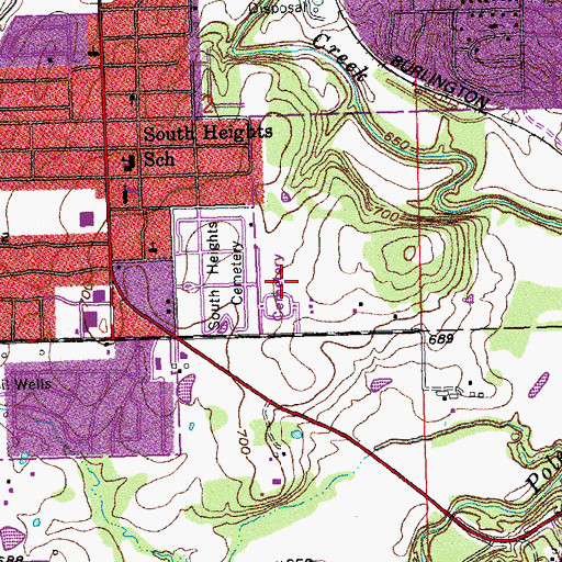 Topographic Map of Green Hill Cemetery, OK