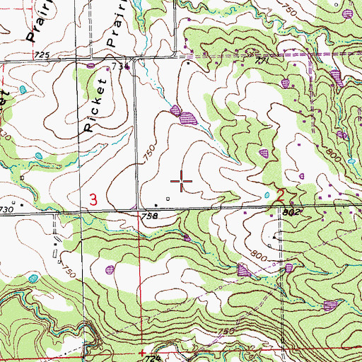 Topographic Map of Jimmie Long Cemetery, OK