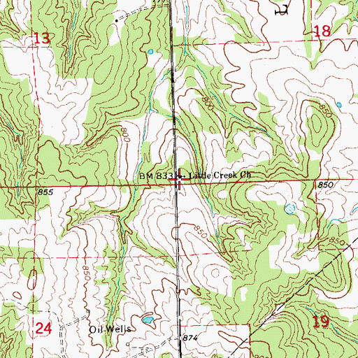 Topographic Map of Little Creek Church Cemetery, OK