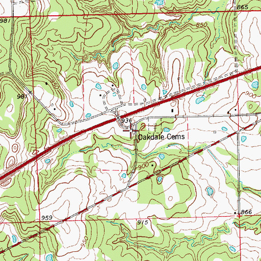 Topographic Map of Memorial Club Cemetery, OK