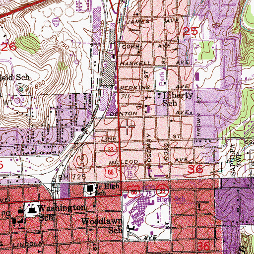 Topographic Map of Old Sapulpa Cemetery, OK