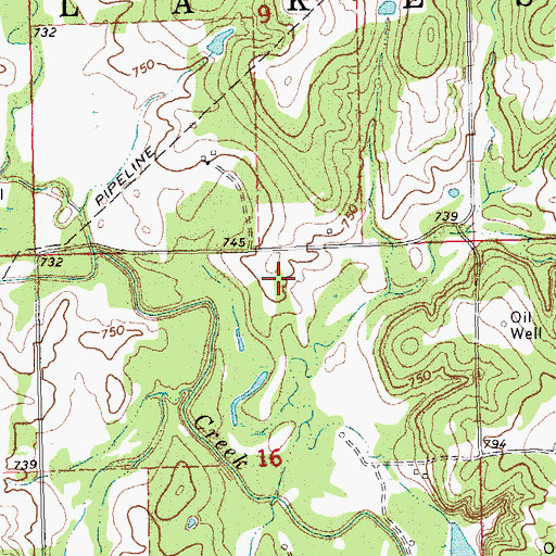 Topographic Map of Polly Long Cemetery, OK