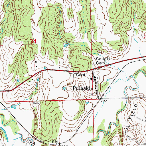 Topographic Map of Poor Boy Cemetery, OK