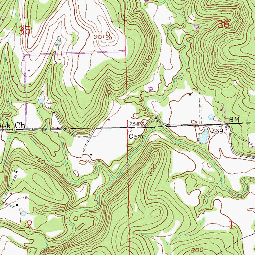 Topographic Map of Tiger Bone Cemetery, OK