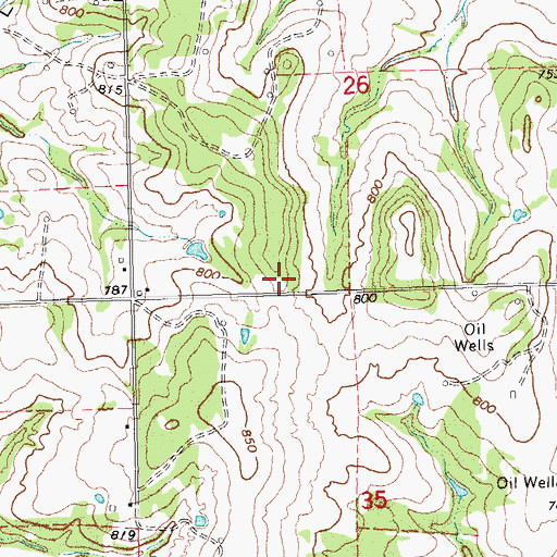 Topographic Map of Wilson Cemetery, OK