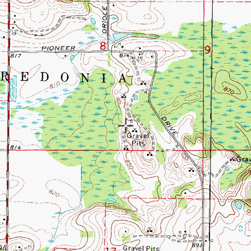 Topographic Map of Hartmann Pit, WI