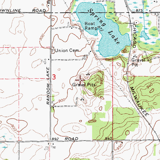 Topographic Map of Spring Lake Pit, WI