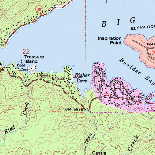 Topographic Map of Fisher Cove, CA