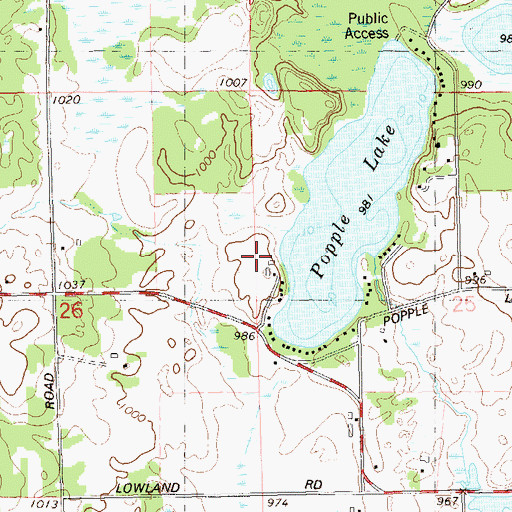 Topographic Map of Popple Lake Game Farm, WI