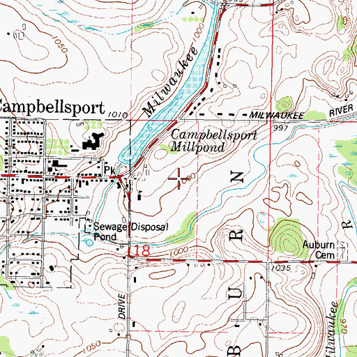 Topographic Map of Campbellsport Wastewater Treatment Facility, WI