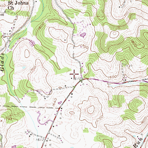 Topographic Map of Evangelical Bible Church, WV