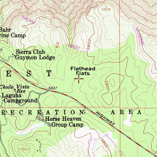 Topographic Map of Flathead Flats, CA