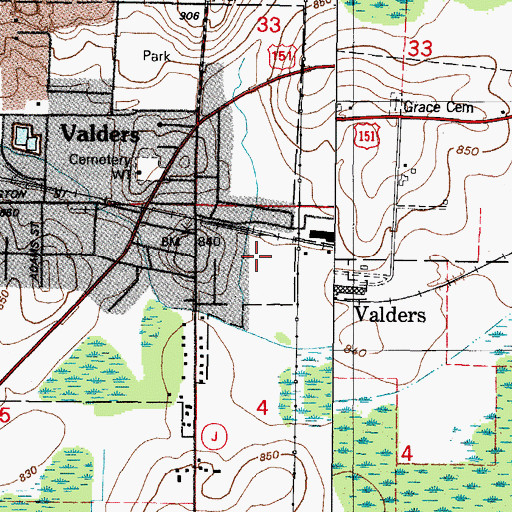 Topographic Map of Nordic Lands Mobile Home Park, WI