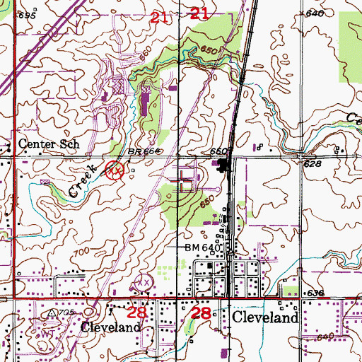 Topographic Map of Cleveland Heights Mobile Home Park, WI
