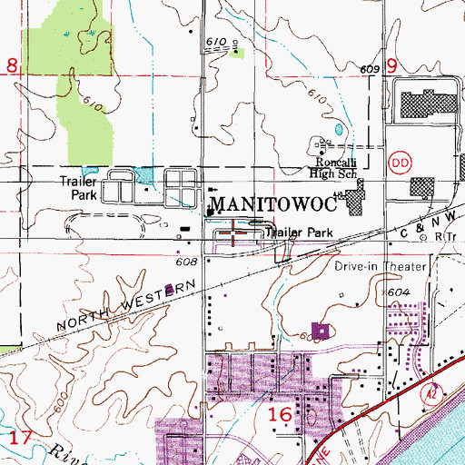 Topographic Map of Newport Village Mobile Home Park, WI