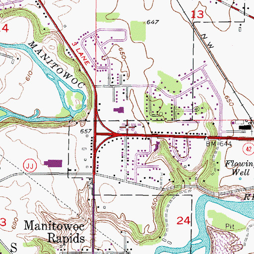 Topographic Map of Lakeland Manor Mobile Home Park, WI