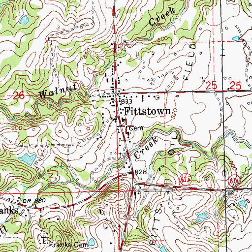 Topographic Map of Fittstown Baptist Cemetery, OK