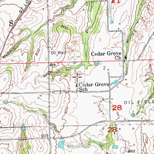 Topographic Map of Francis Cedar Grove Cemetery, OK