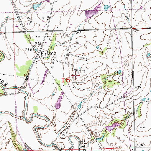 Topographic Map of Frisco Cemetery, OK