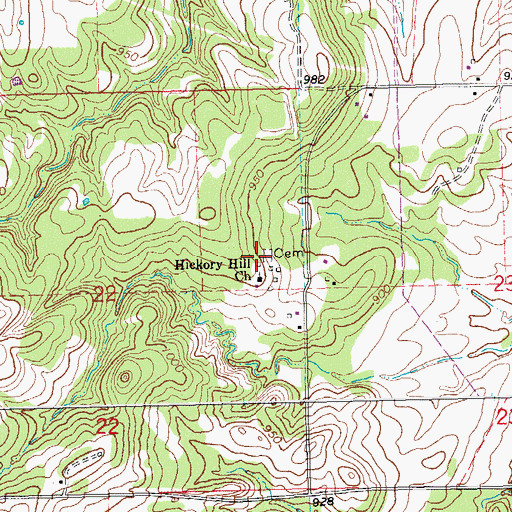 Topographic Map of Hickory Hill Cemetery, OK