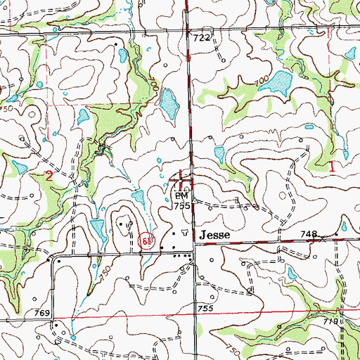Topographic Map of Jesse Cemetery, OK
