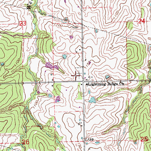 Topographic Map of Lightning Ridge Cemetery, OK